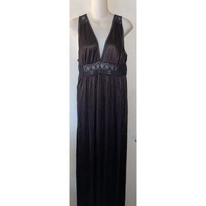 Vtg brown Nylon Long Nightgown Sleeveless size S/M